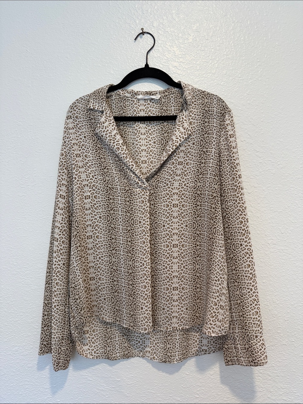 All in Favor Neutral Leopard Print Button-Up Blouse